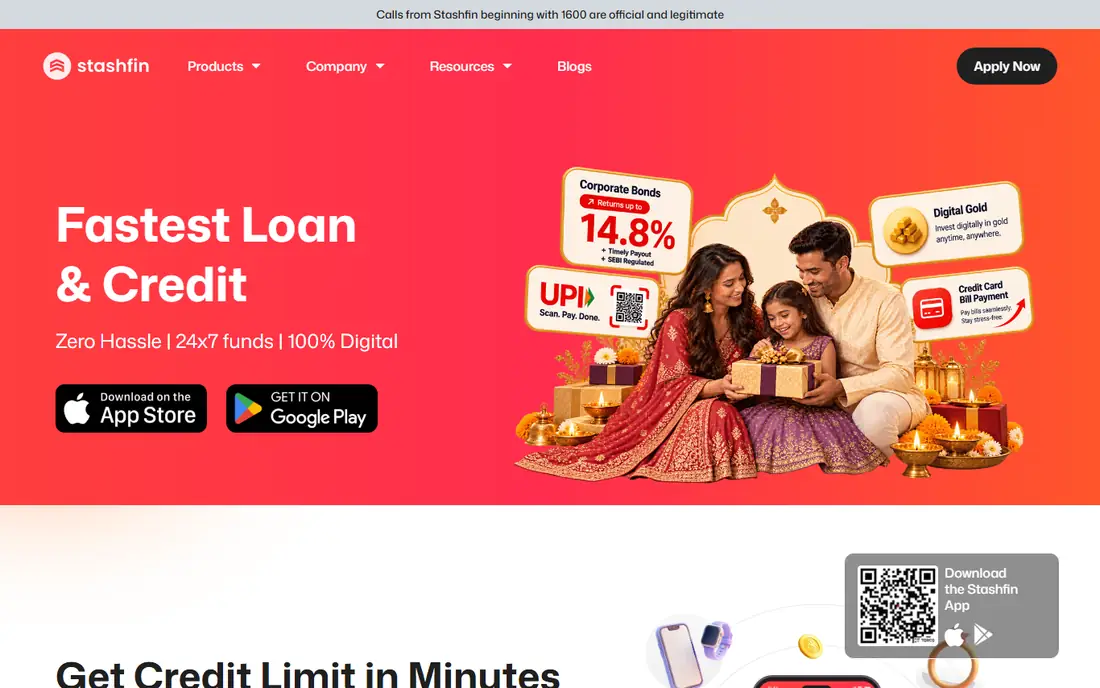 Stashfin homepage