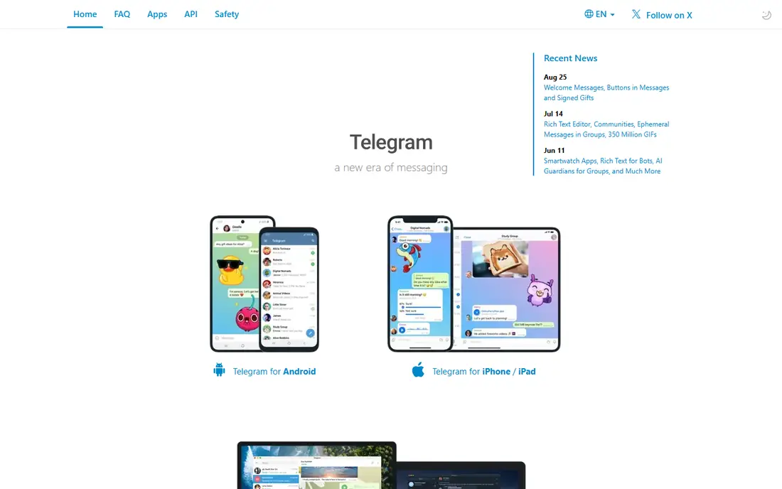 Telegram homepage