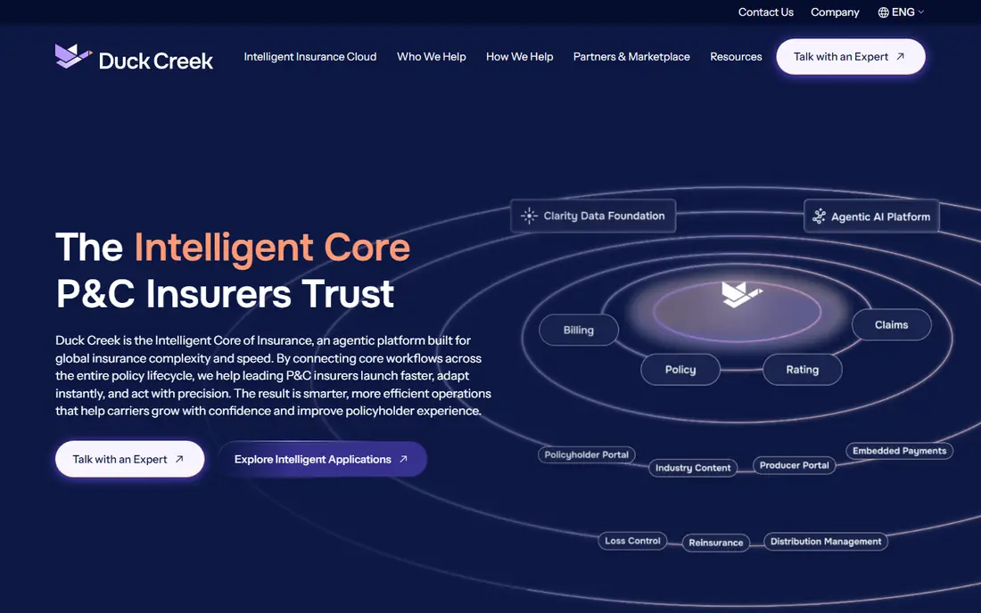 Duck Creek Insights homepage