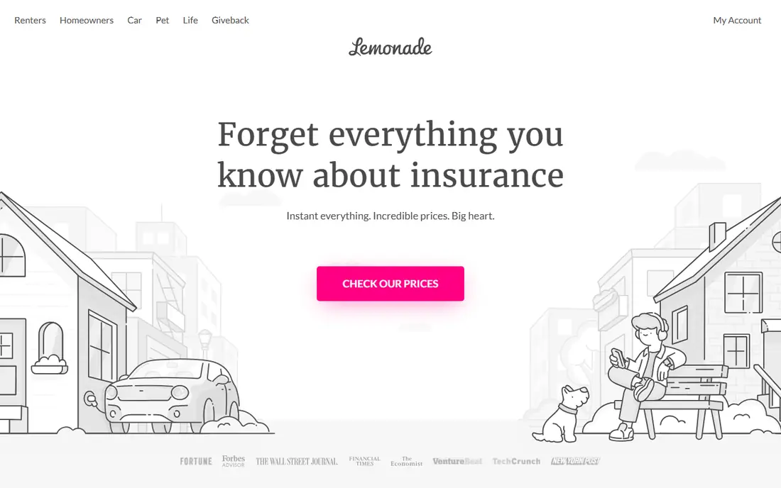 Lemonade homepage