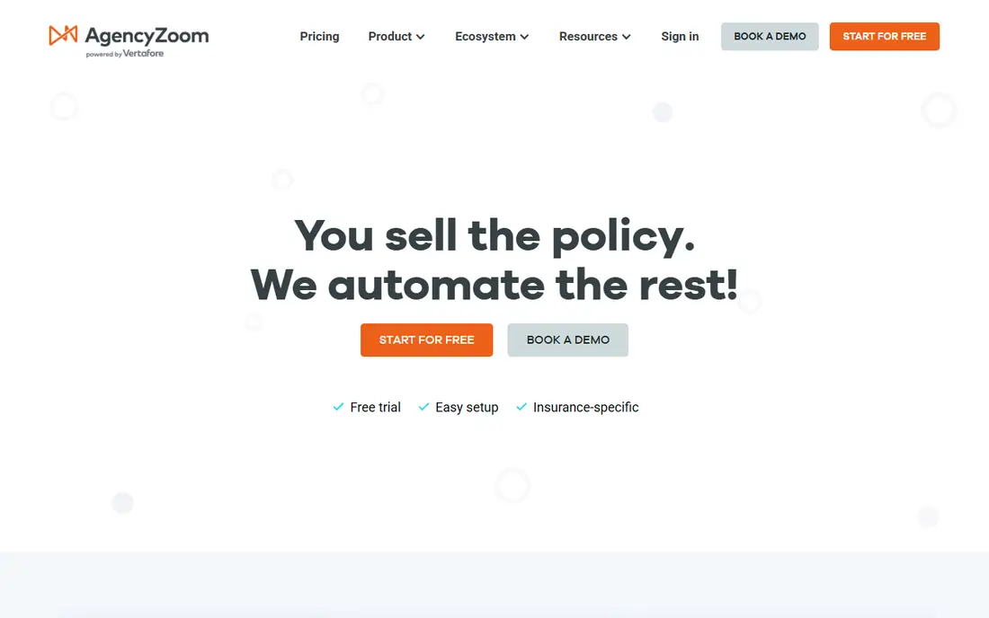 AgencyZoom homepage