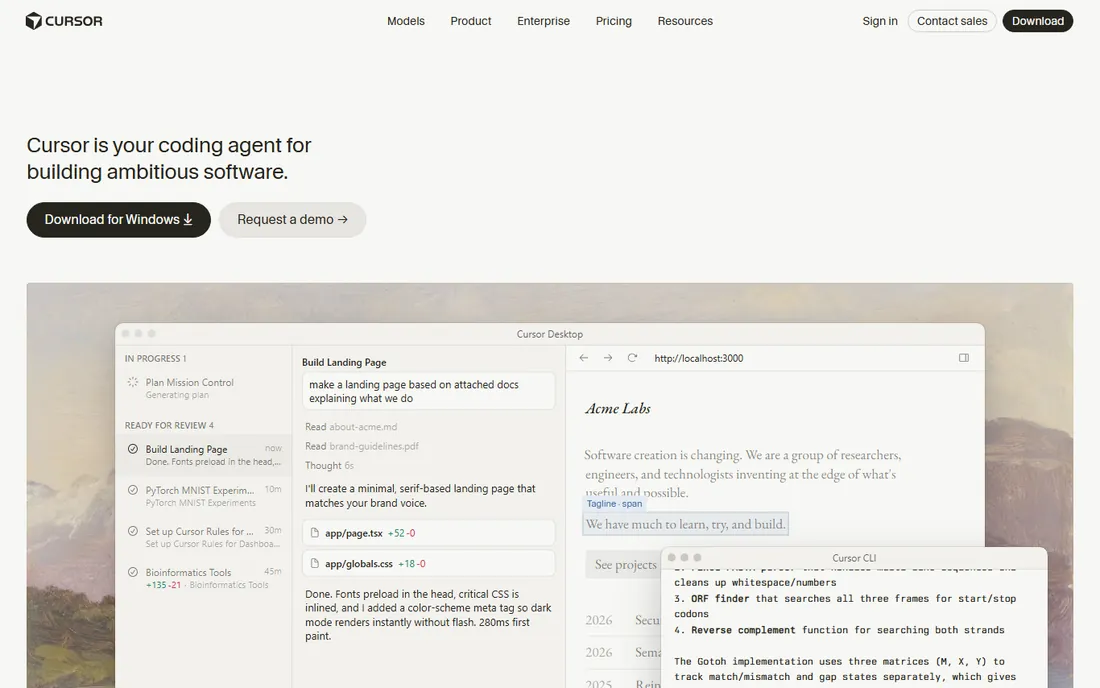 Cursor homepage