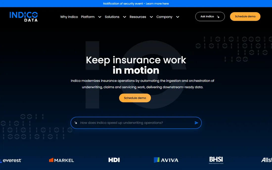 Indico Data homepage
