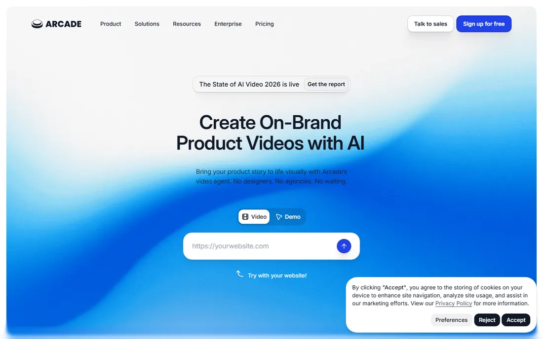 Arcade homepage