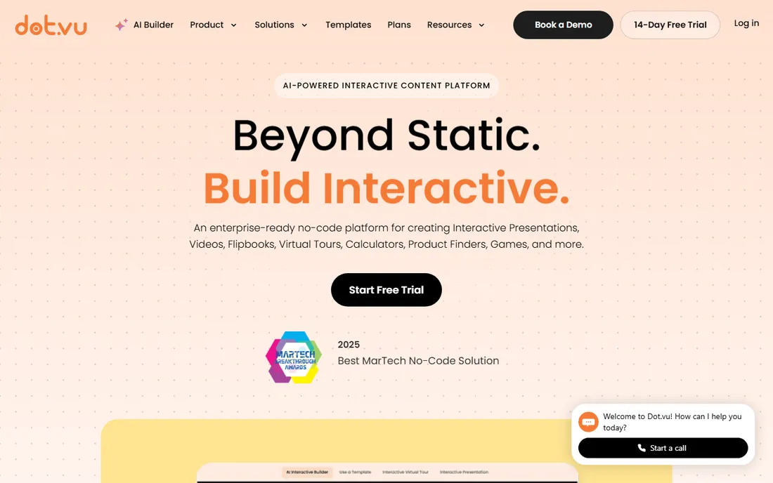 Dot.vu homepage