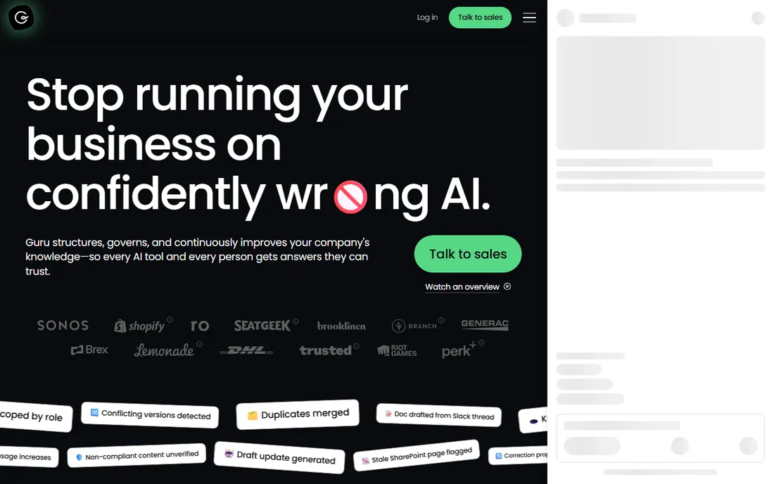Guru homepage