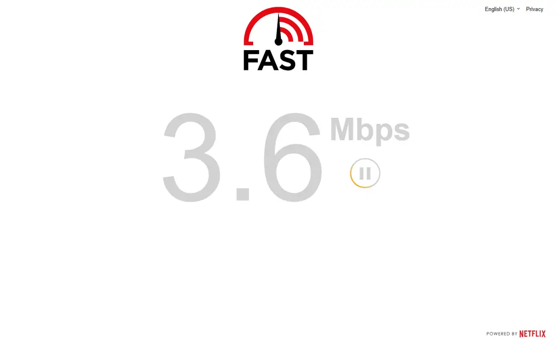 Fast.com homepage