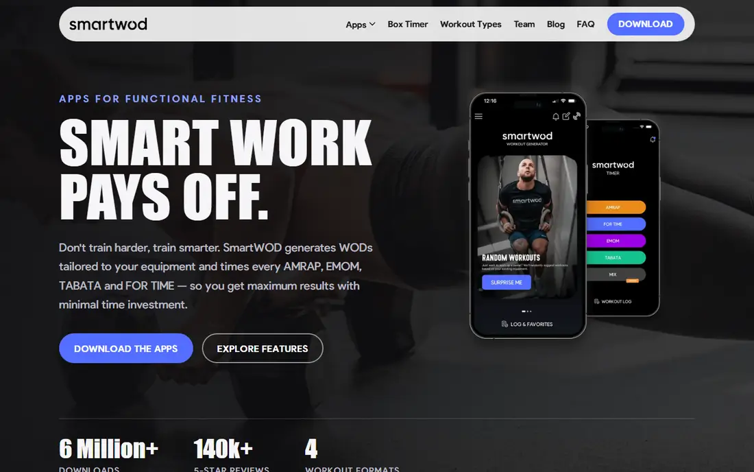 SmartWOD Timer homepage