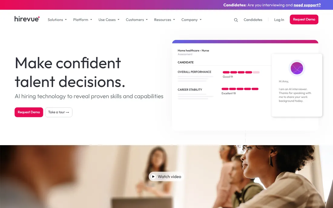 HireVue homepage