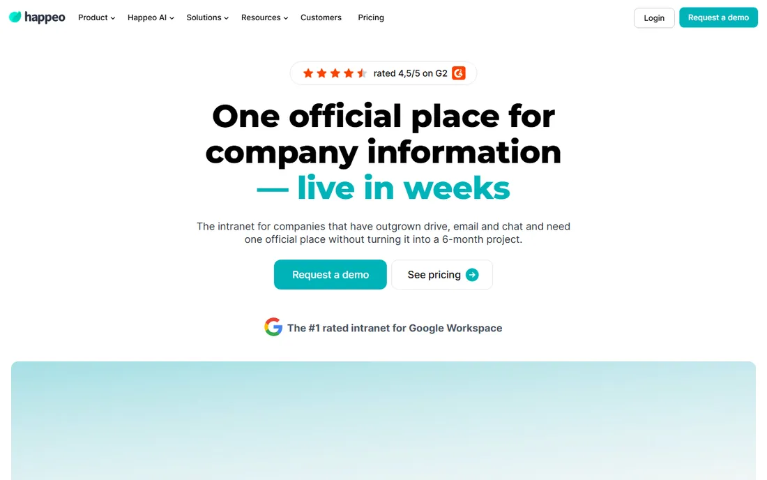 Happeo homepage