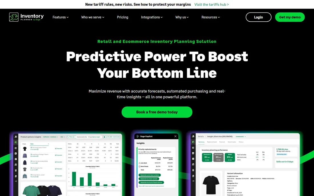 Inventory Planner by Sage homepage