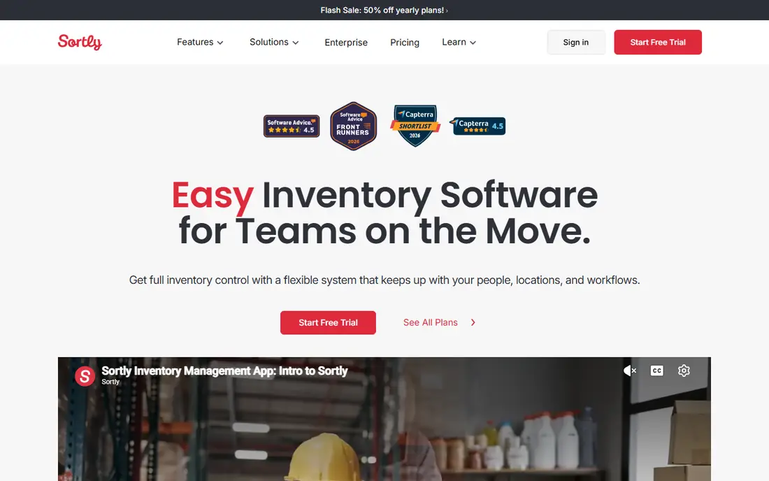 Sortly homepage