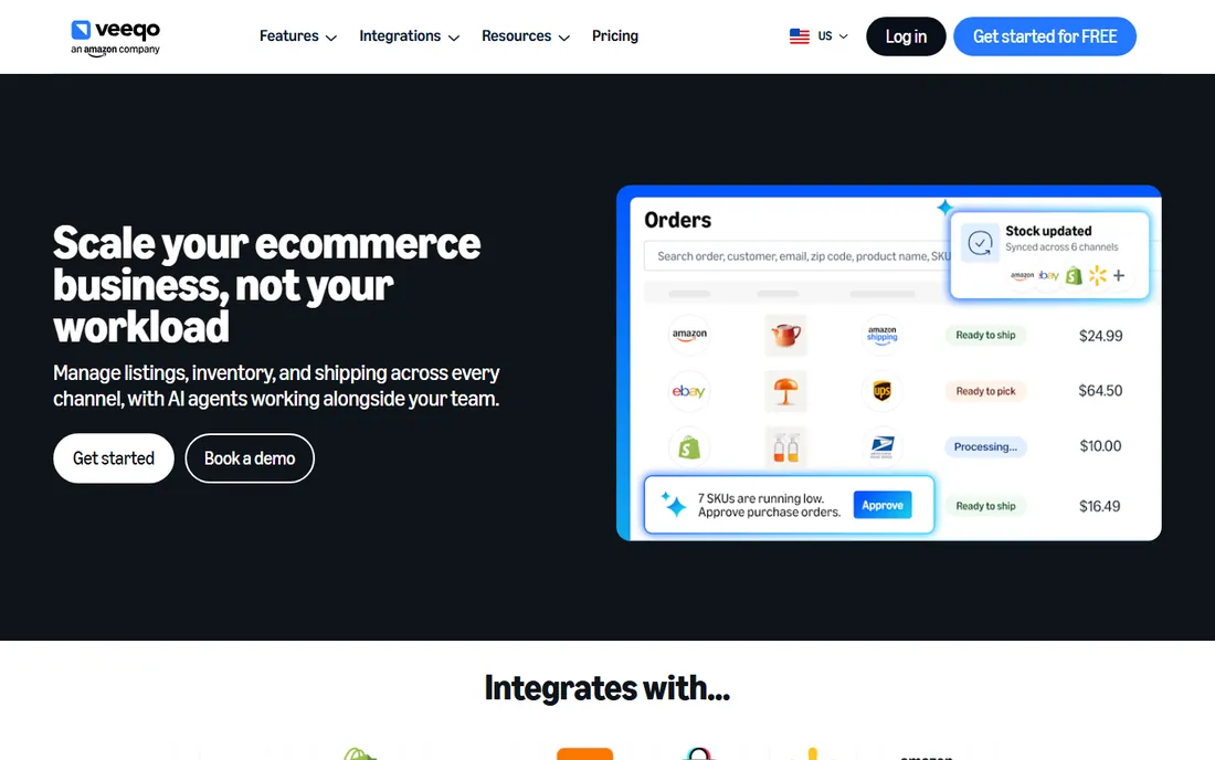 Veeqo homepage