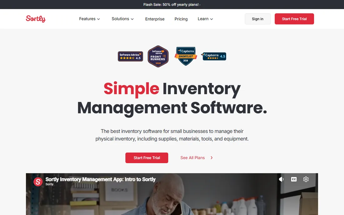 Sortly homepage