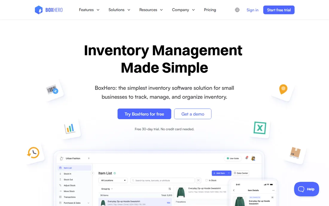 BoxHero homepage