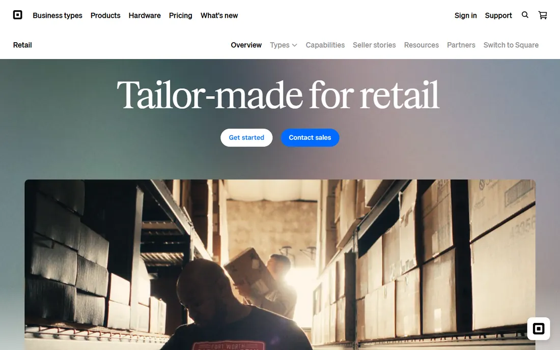 Square for Retail homepage