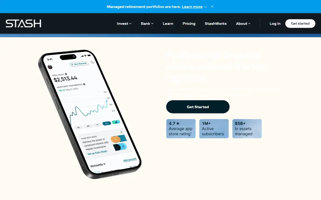 Stash homepage