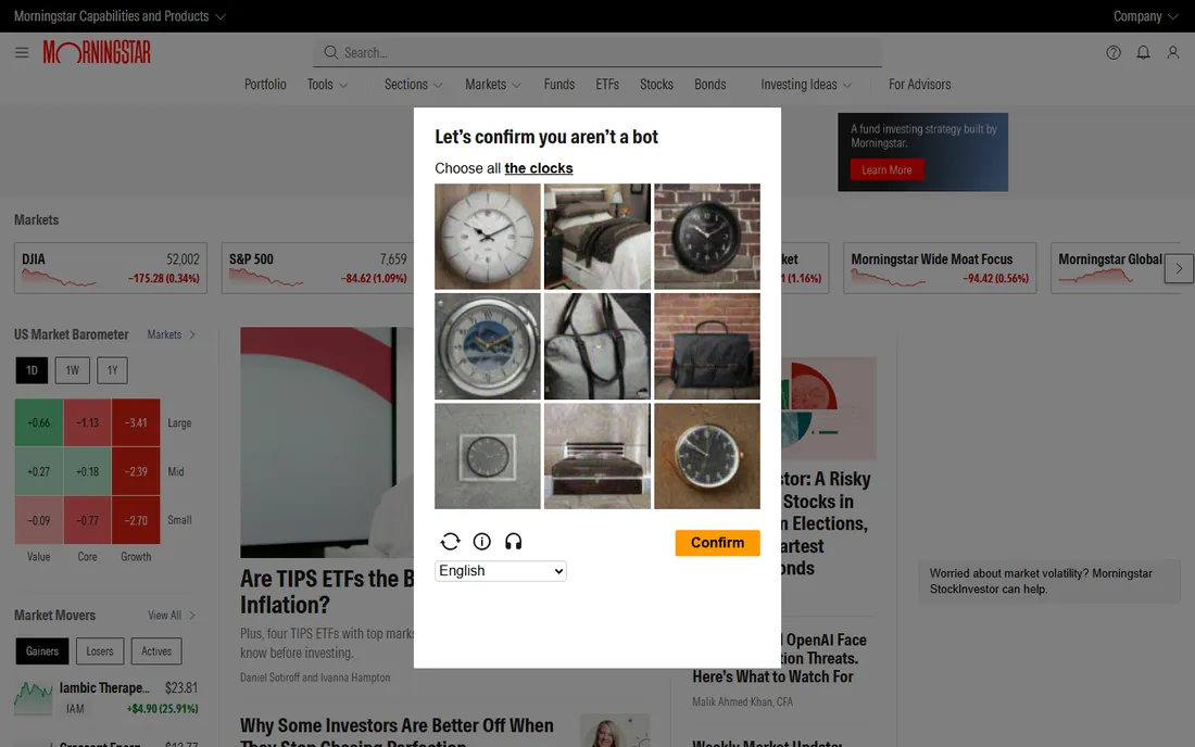 Morningstar Investor homepage