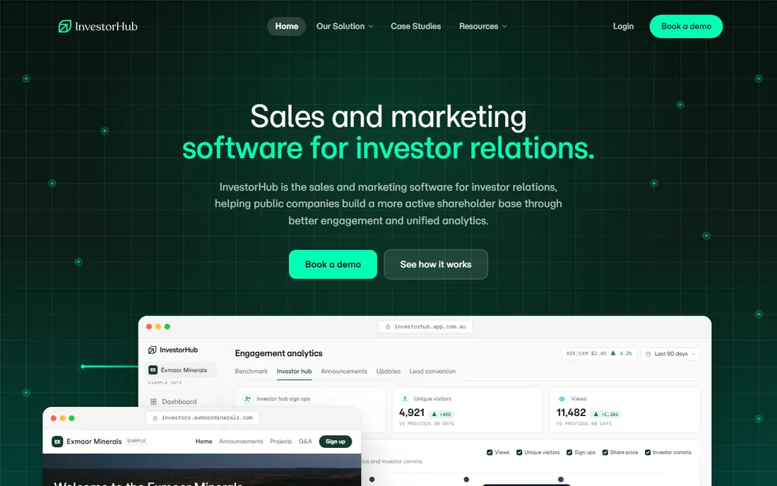 InvestorHub homepage