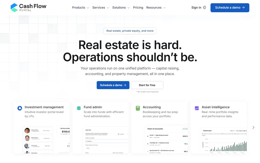 Cash Flow Portal homepage