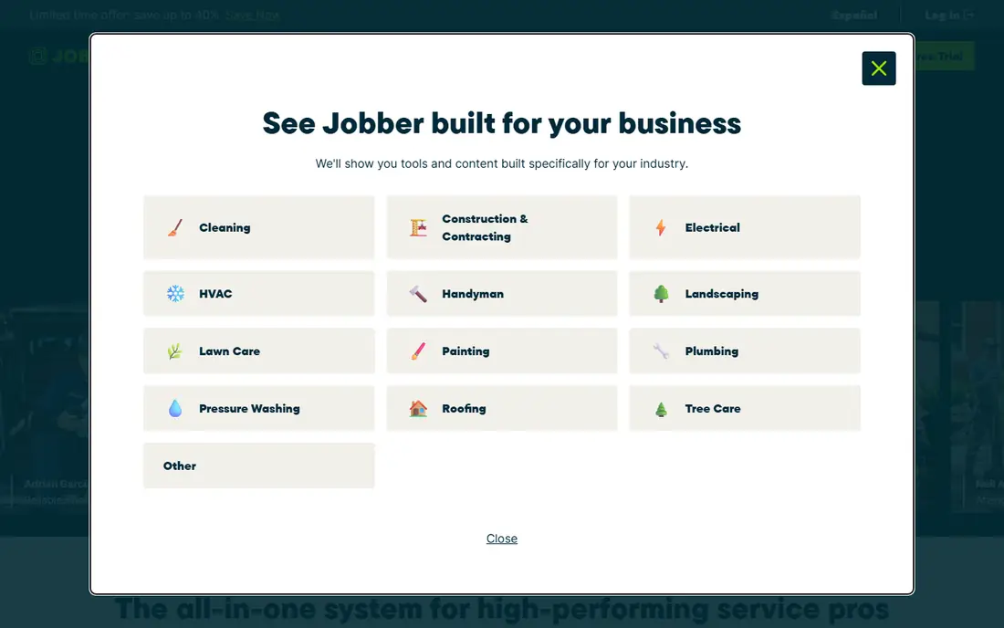 Jobber homepage