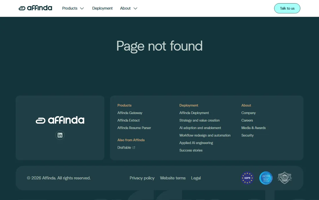 Affinda homepage