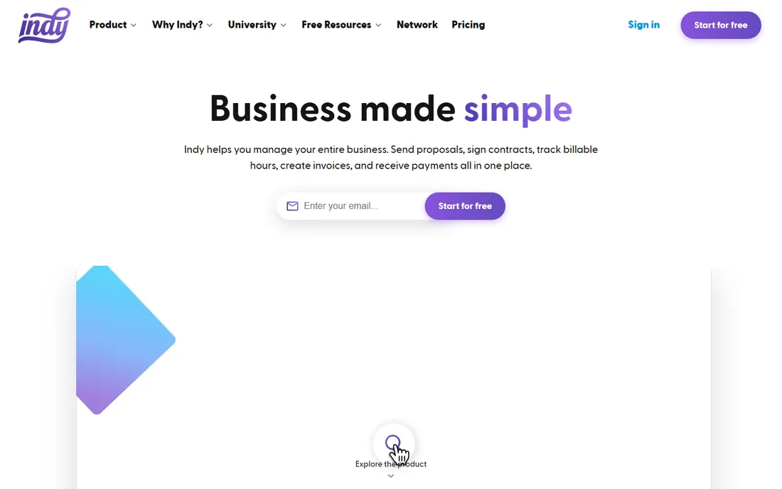 Indy homepage