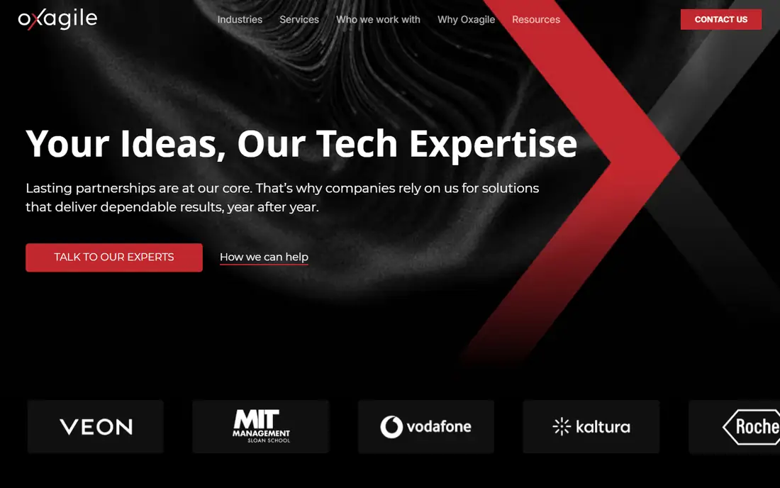 Oxagile homepage