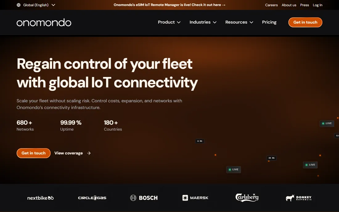 Onomondo homepage