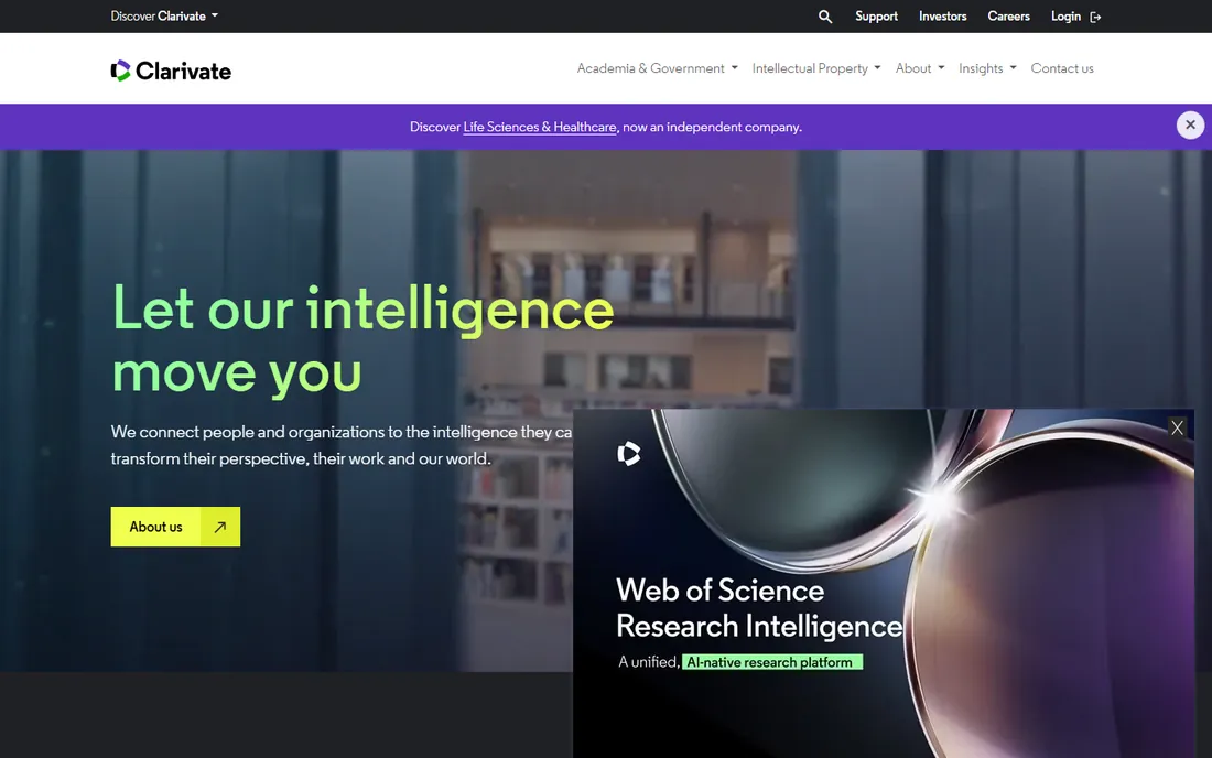 Clarivate homepage