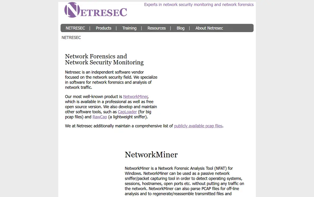 NetworkMiner homepage