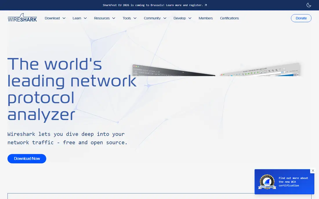 Wireshark homepage