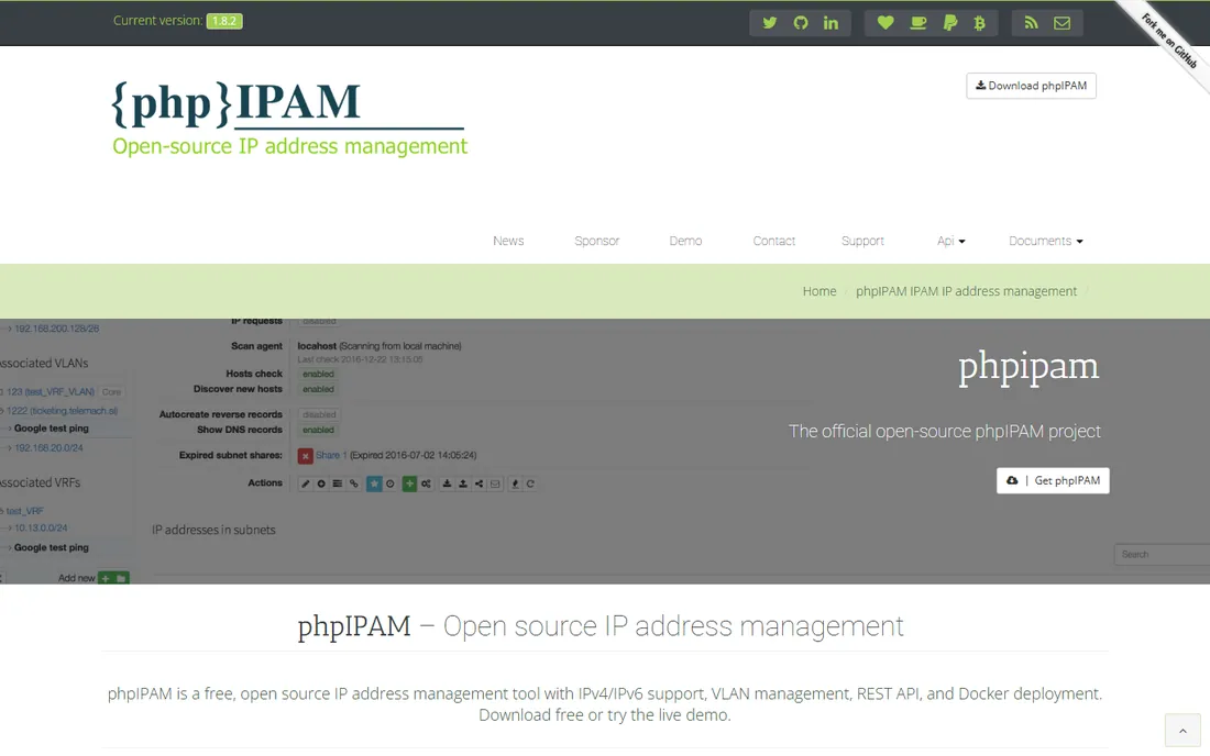 phpIPAM homepage