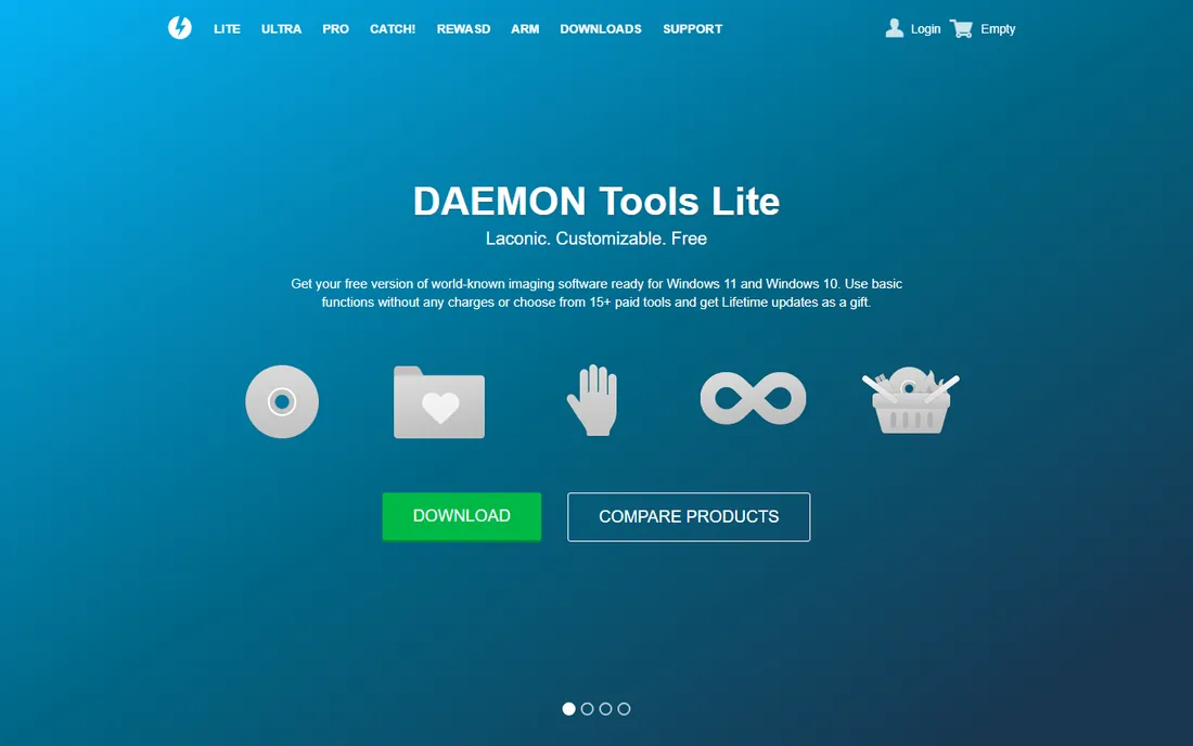 DAEMON Tools homepage