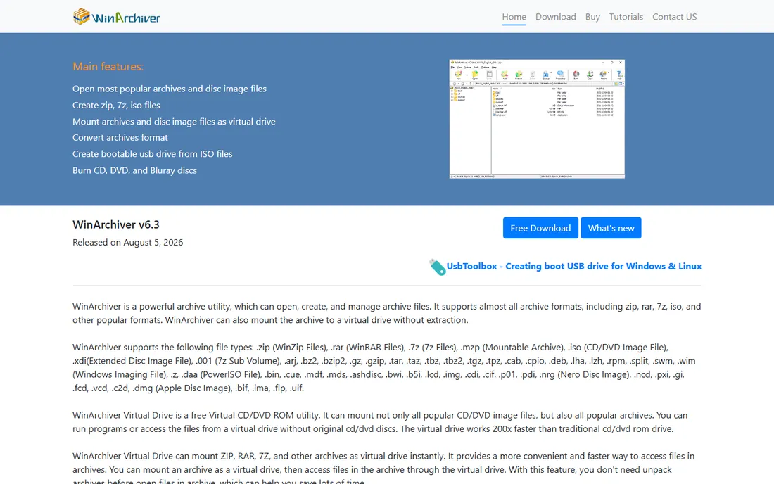 WinArchiver homepage