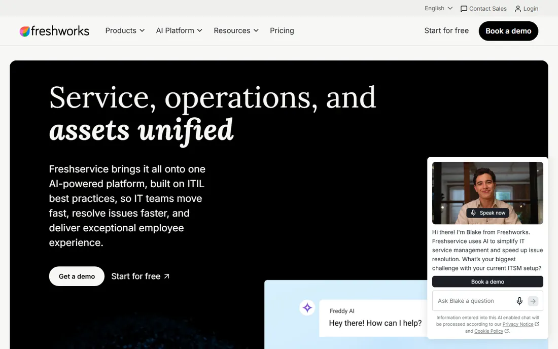 Freshservice homepage