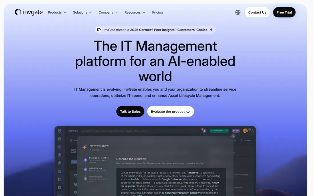 InvGate homepage