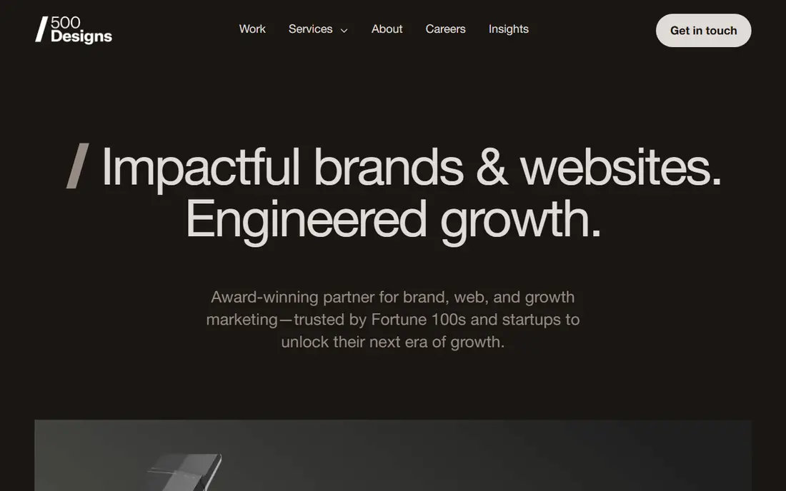 500 Designs homepage
