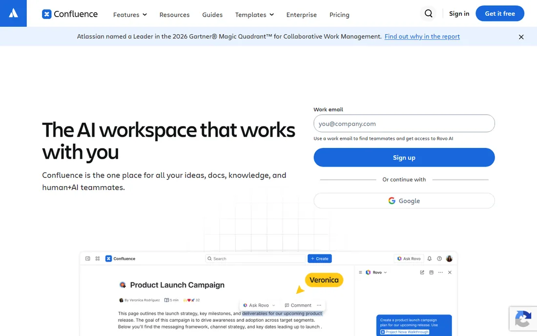 Confluence homepage