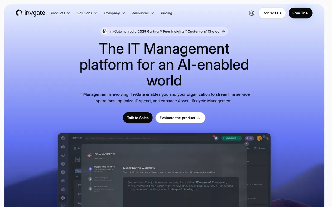 InvGate homepage
