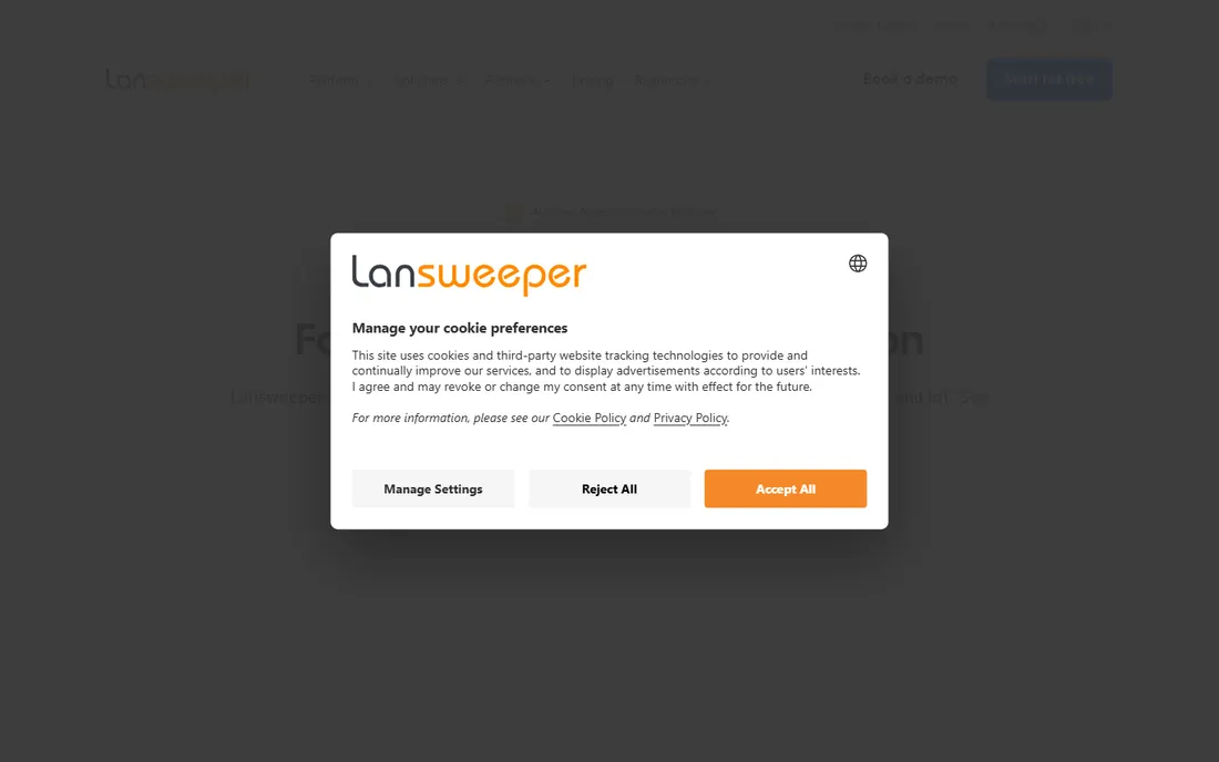 Lansweeper homepage