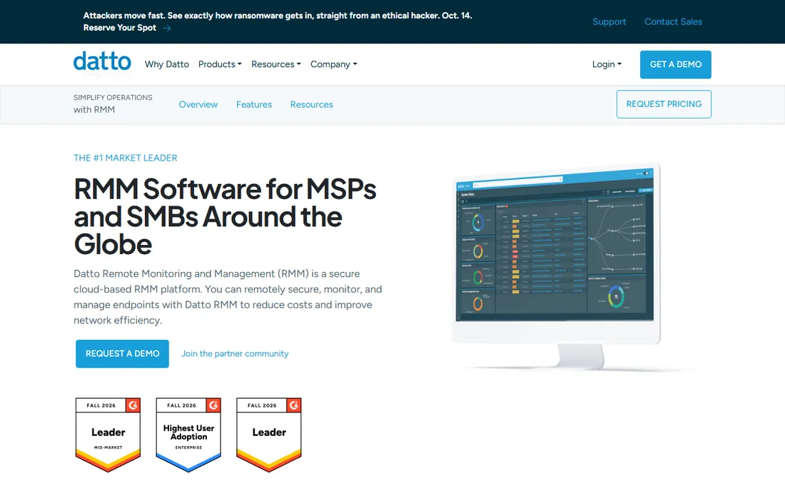 Datto RMM homepage