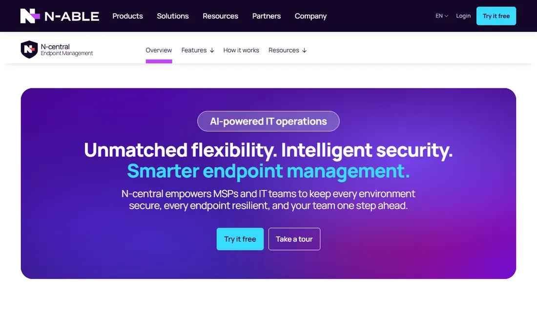 N-able N-central homepage