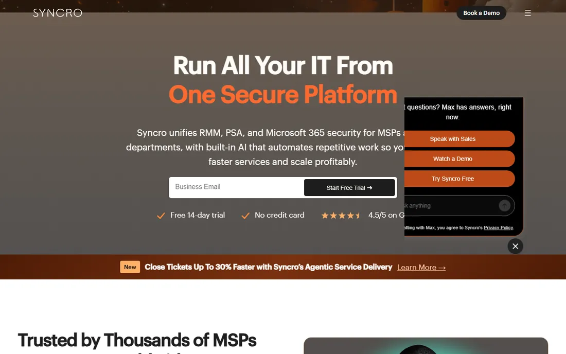 Syncro homepage