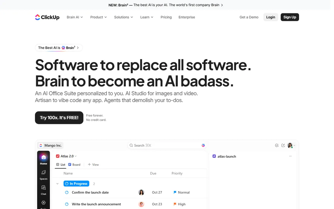 ClickUp homepage