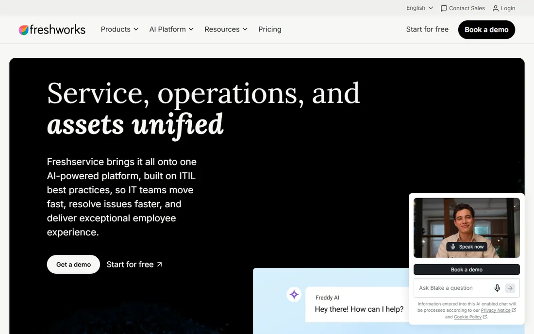 Freshservice homepage