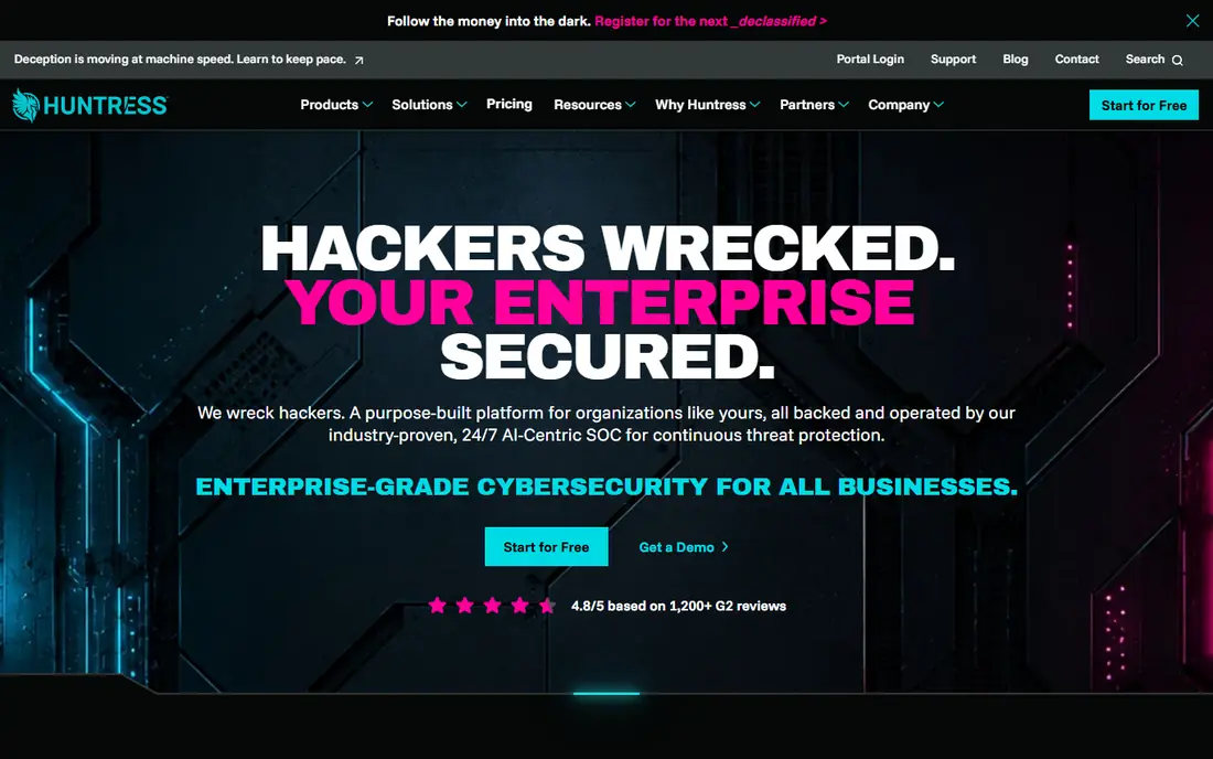 Huntress homepage