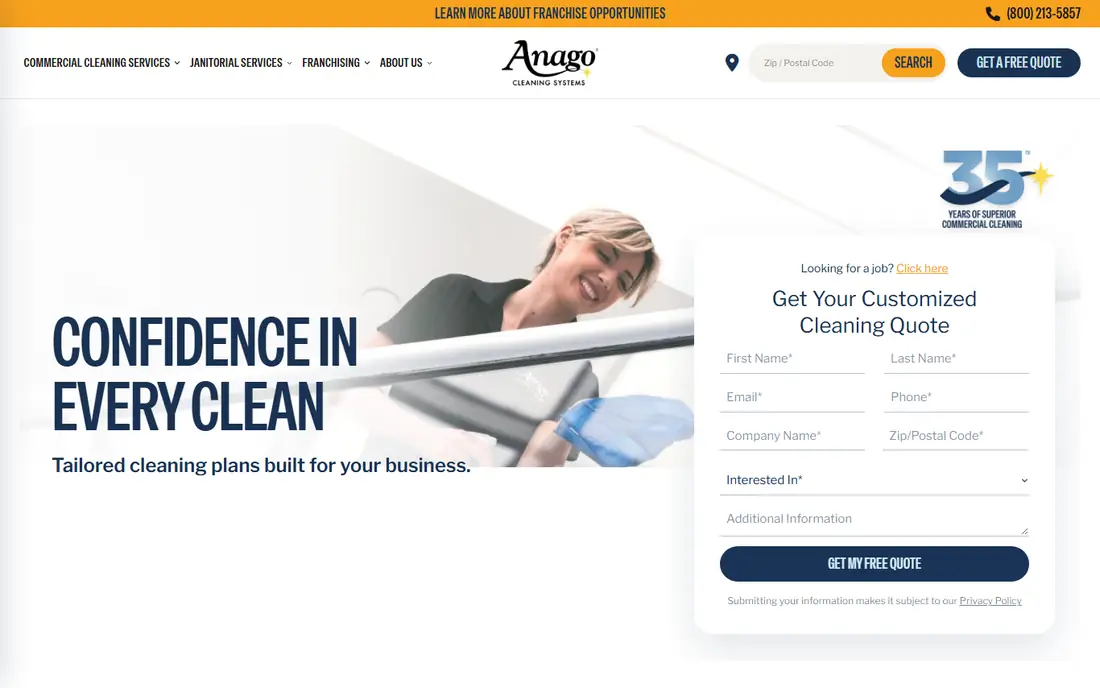 Anago Cleaning Systems homepage