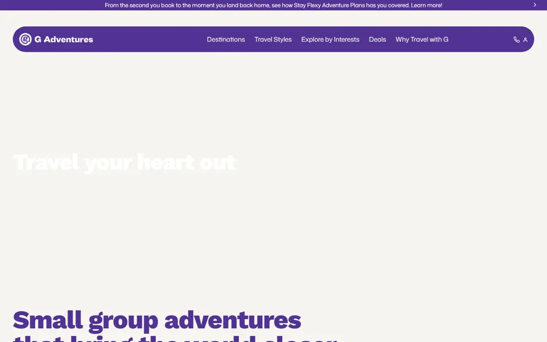 G Adventures homepage