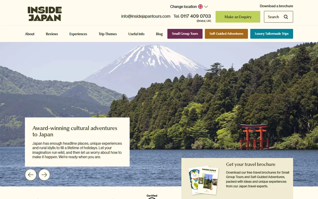 InsideJapan Tours homepage